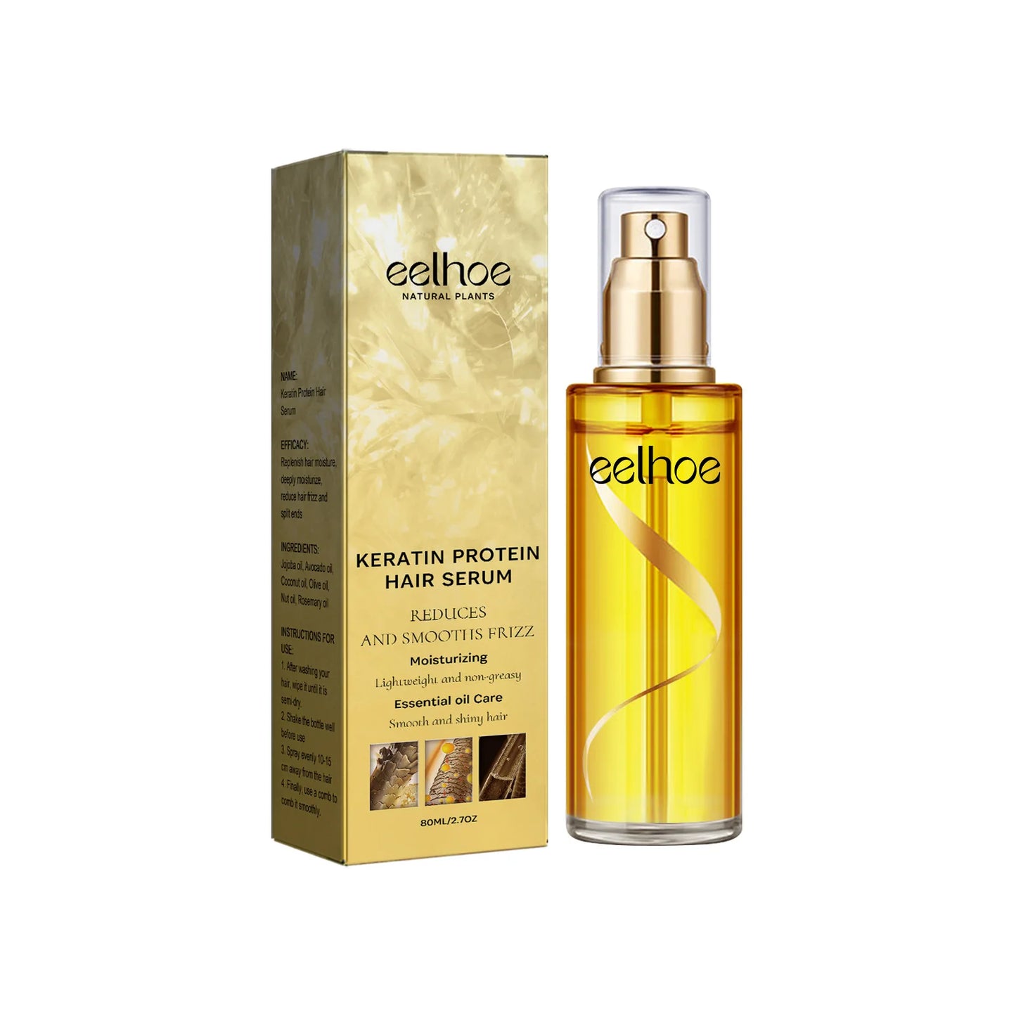 EELHOE Keratin Hair Serum For Smoothing Damaged Frizzy Hair Repair