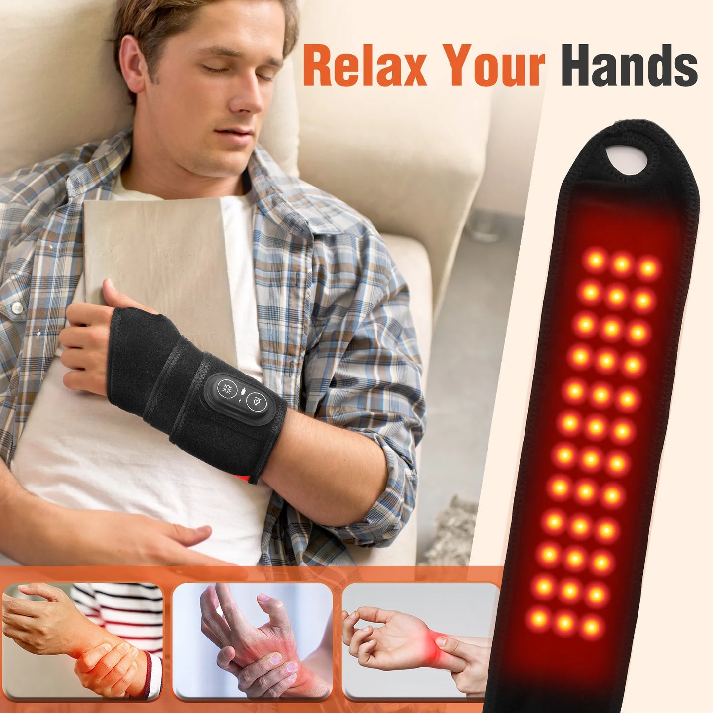 Hailicare 36 LED Beads 660nm 850nm Red Light Heating Wrap