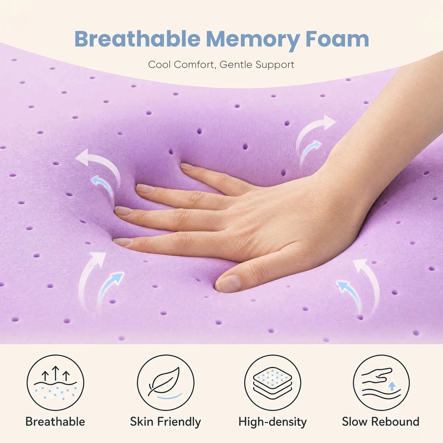 JHK Cooling Gel Memory Foam Mattress Topper With Breathable Design