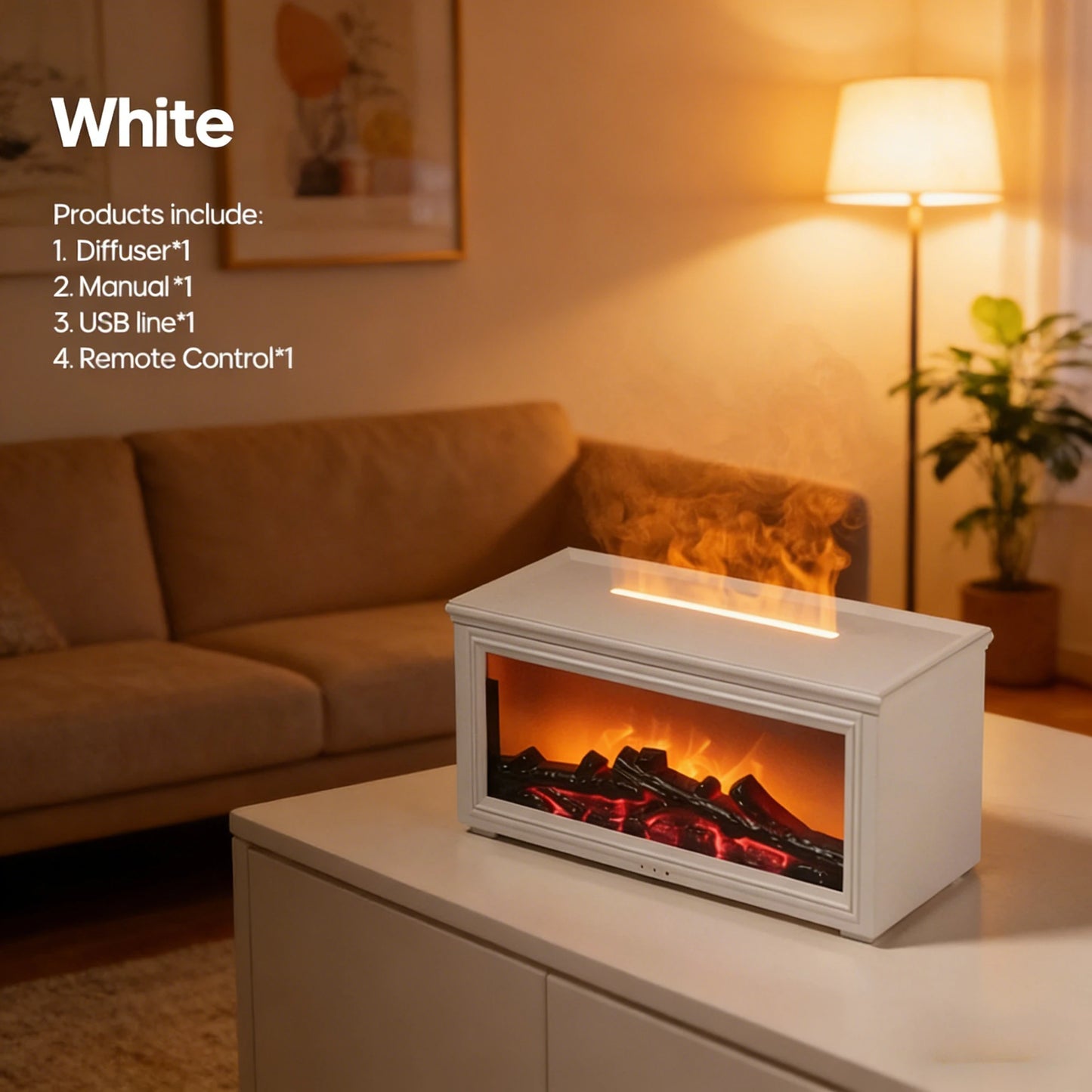 Kinscoter Simulated Fireplace Flame Aroma Diffuser Ultrasonic Humidifier Remote