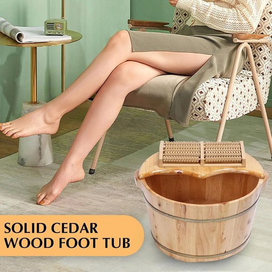 Bymaocar Handmade Solid Cedar Wood Portable Foot Bath Tub