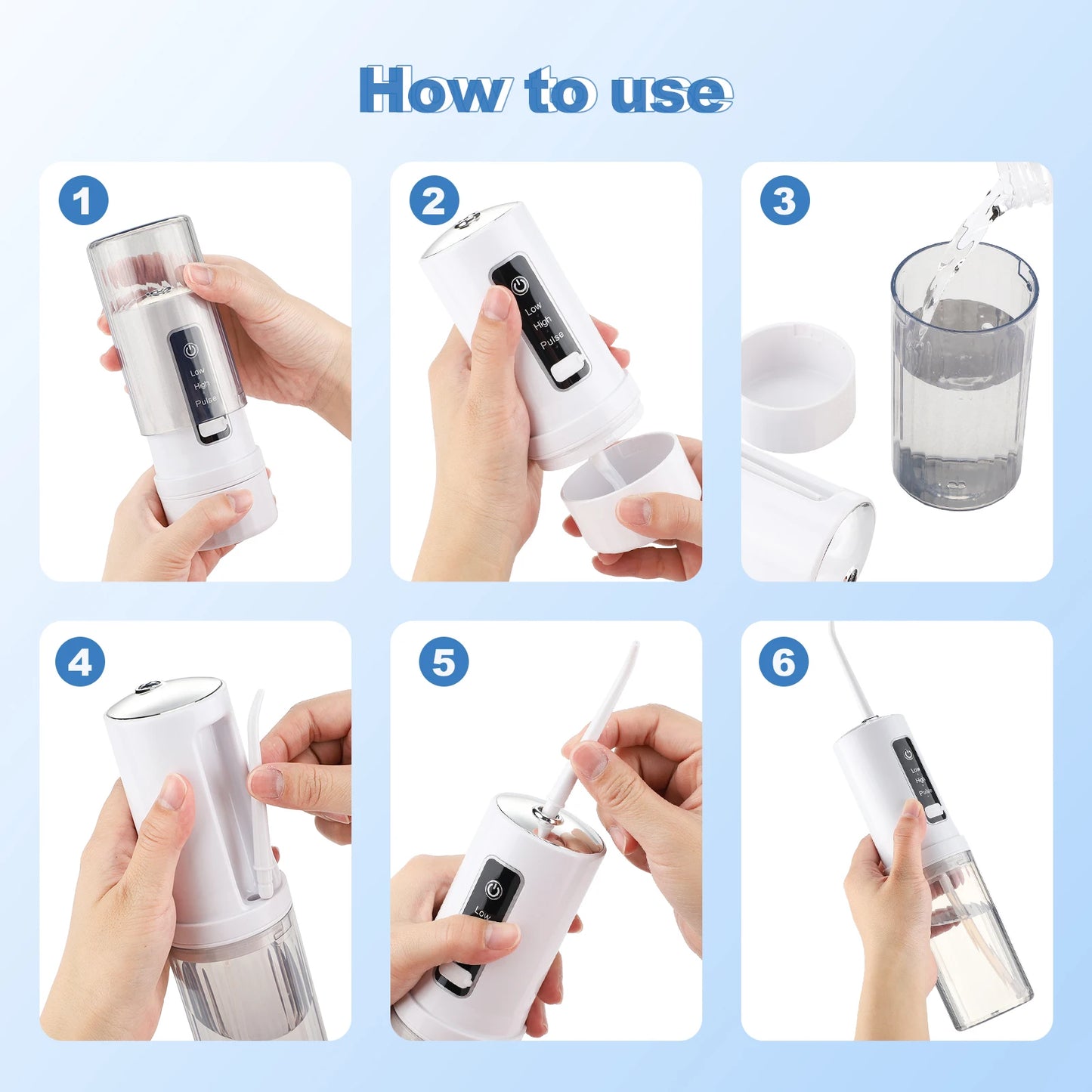 Hailicare Foldable Water Oral Irrigator With Four Nozzles
