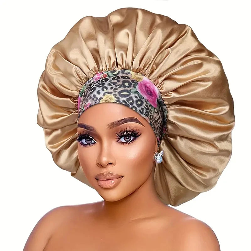 Silky Satin Hair Bonnet With Elastic Sleep Cap For Women