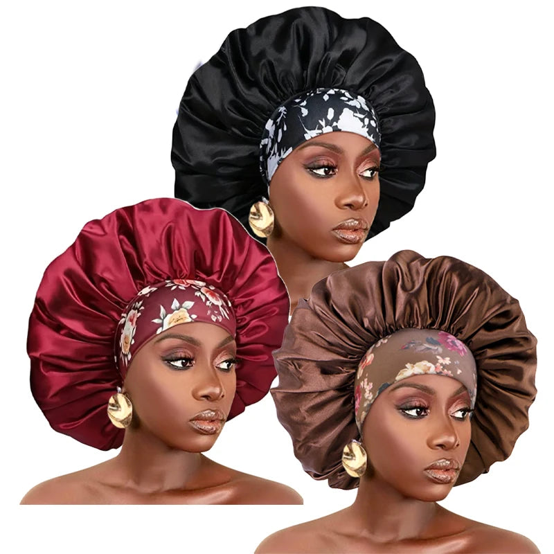 Silky Satin Hair Bonnet With Elastic Sleep Cap For Women