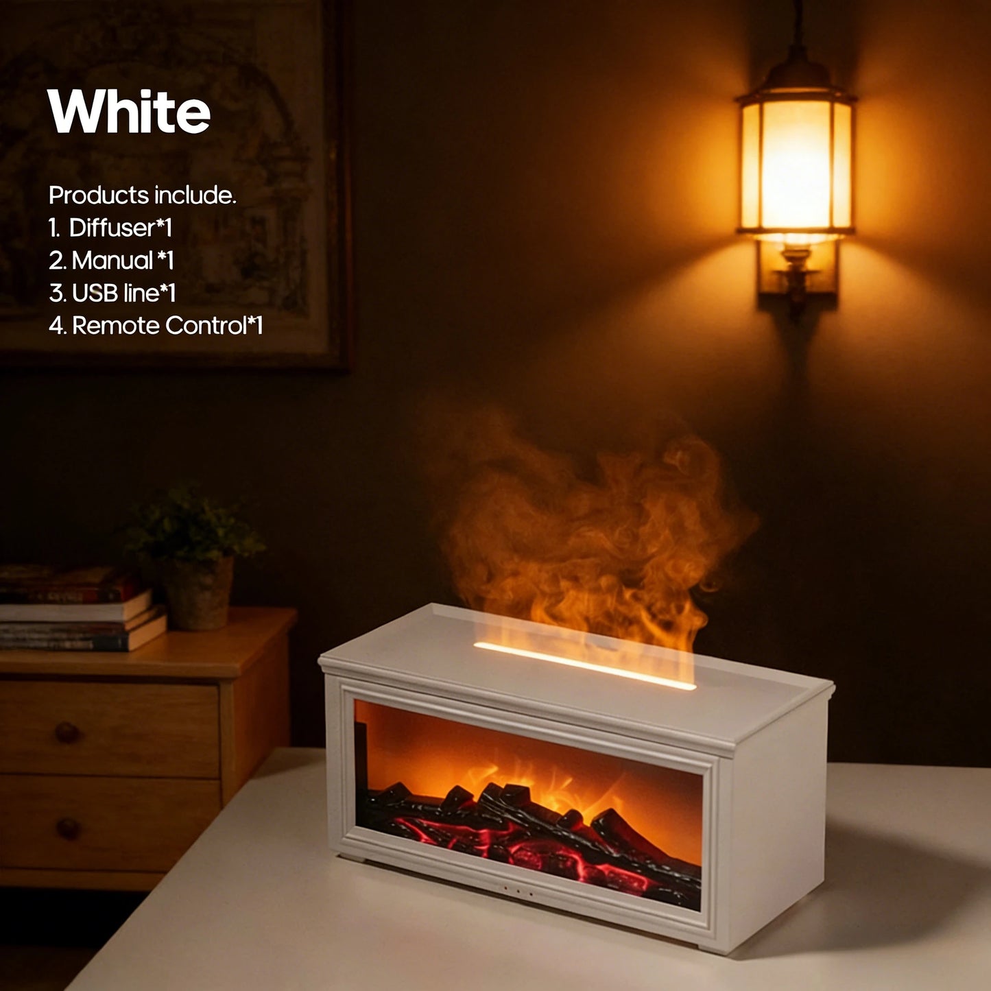 Kinscoter Simulated Fireplace Flame Aroma Diffuser Ultrasonic Humidifier Remote