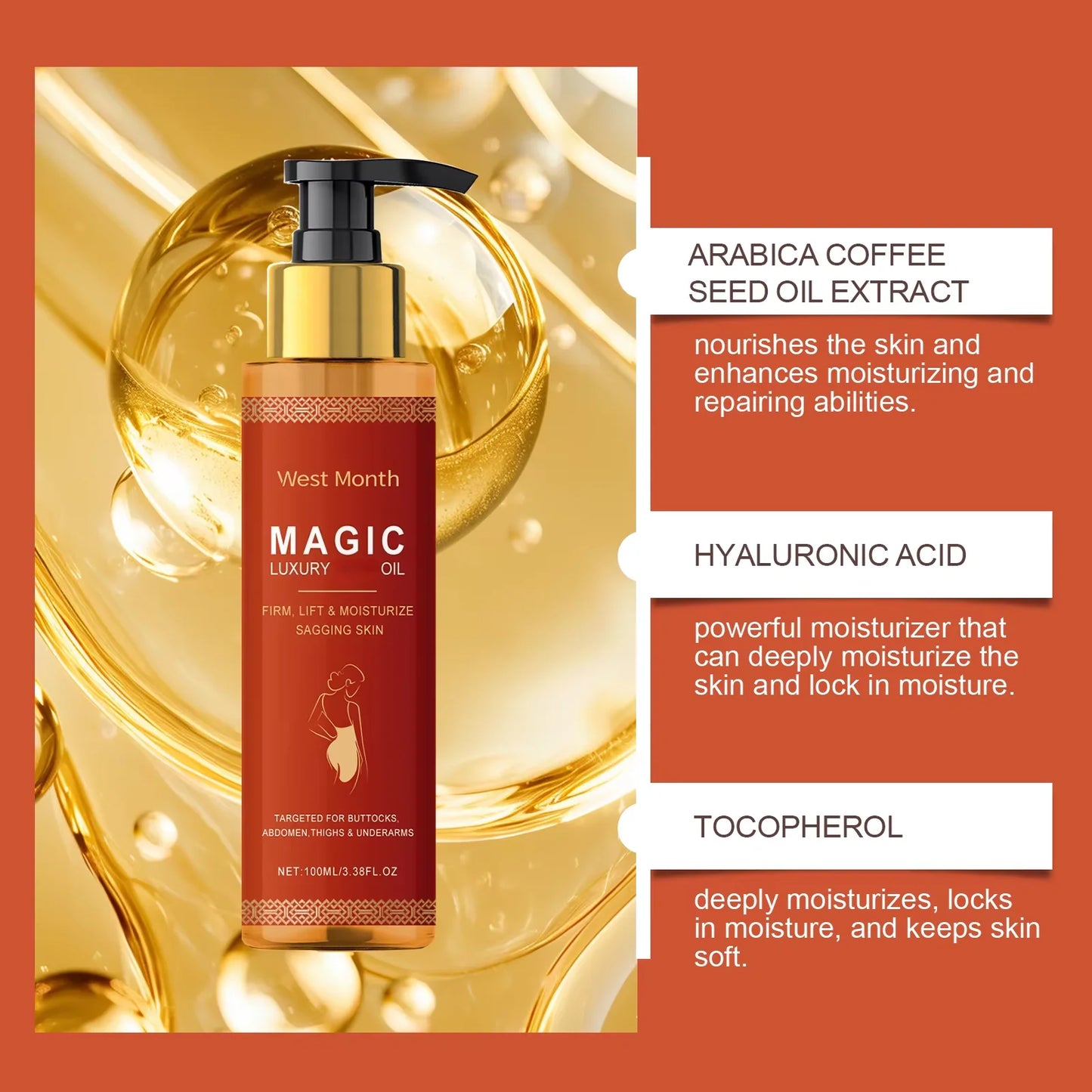 West Month Firming Body Oil For Glowing Skin Anti Cellulite