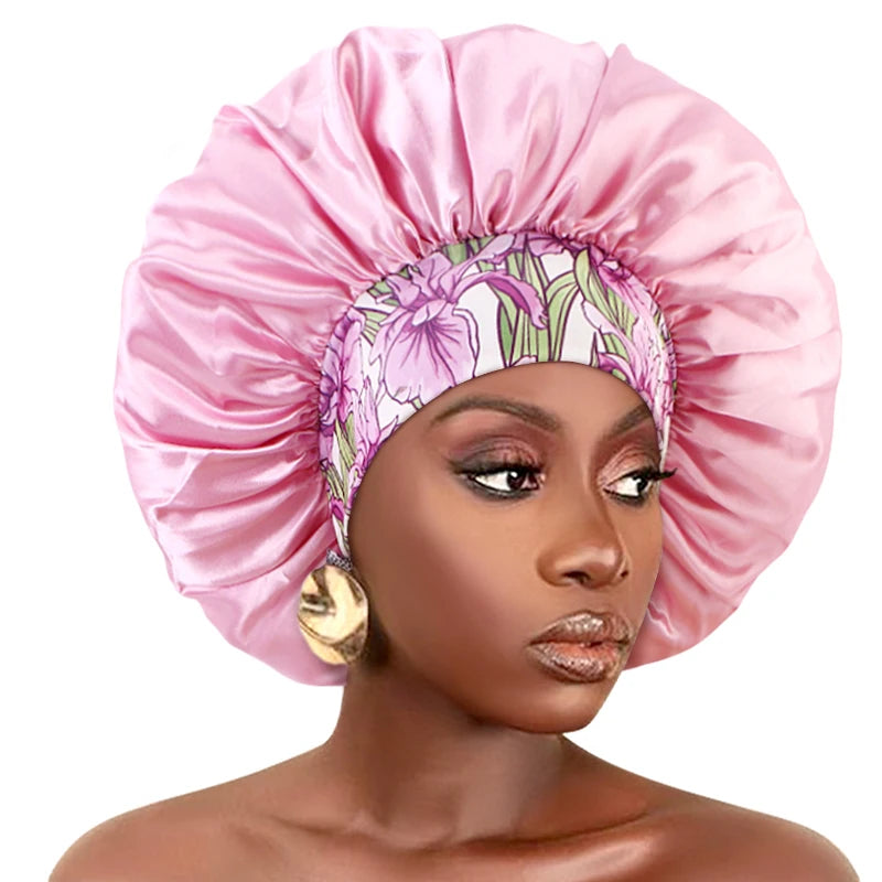 Silky Satin Hair Bonnet With Elastic Sleep Cap For Women