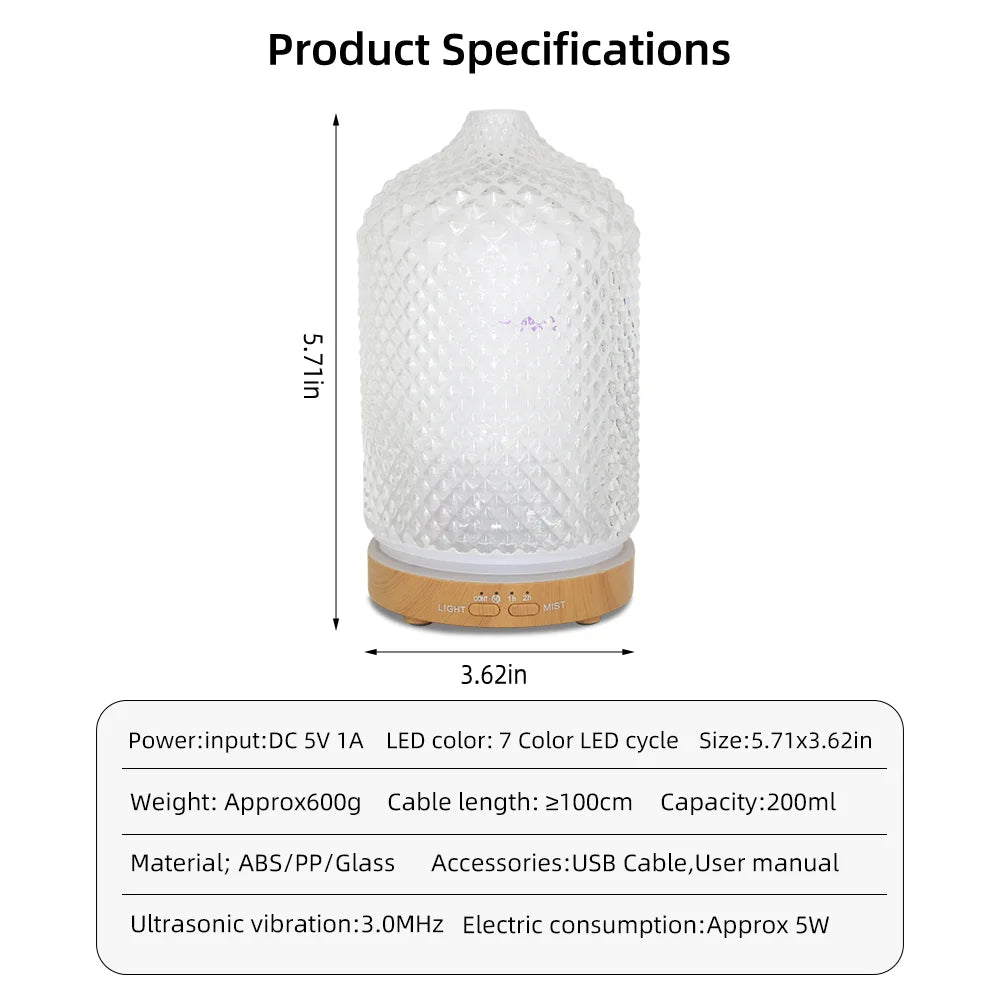 Ultrasonic Essential Oil Diffuser Humidifier With Auto Timer And Quiet Operation