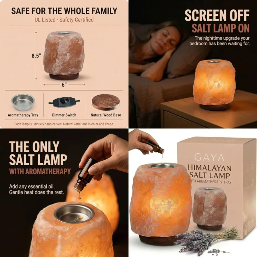 Himalayan Salt Lamp With Aromatherapy Tray And Dimmer Switch