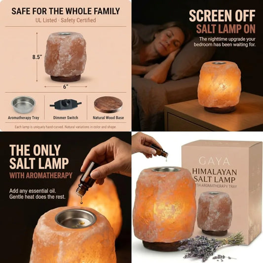 Himalayan Salt Lamp With Aromatherapy Tray And Dimmer Switch