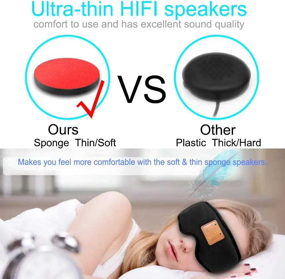 3D Sleeping Eye Mask With Sponge Speakers Bluetooth Headphones