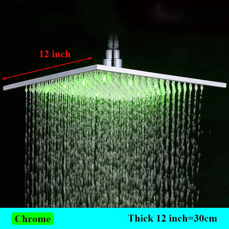 SHBSHAIMY LED Shower Head Rainfall Chrome Faucet Hydroelectric Power