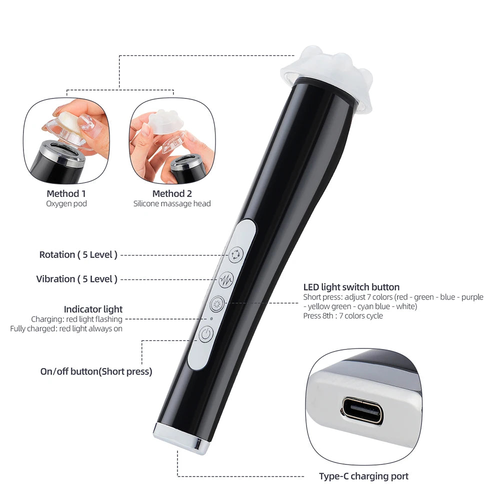 IEbilif Portable Facial Oxygen Bubble Pen For Skin Tightening And Puffiness Removal