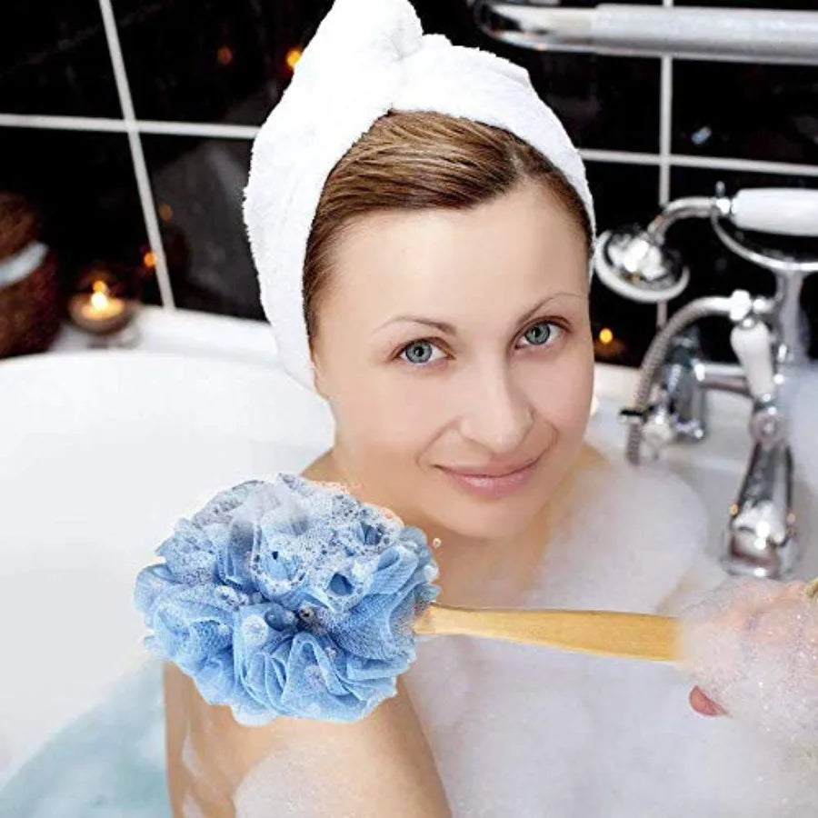 Premium Long Handle Bath Brush with Loofah For Men And Women