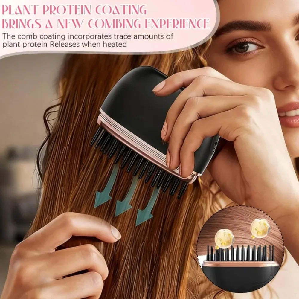 Zimir Portable Rechargeable Hair Straightener Brush With Temperature Control