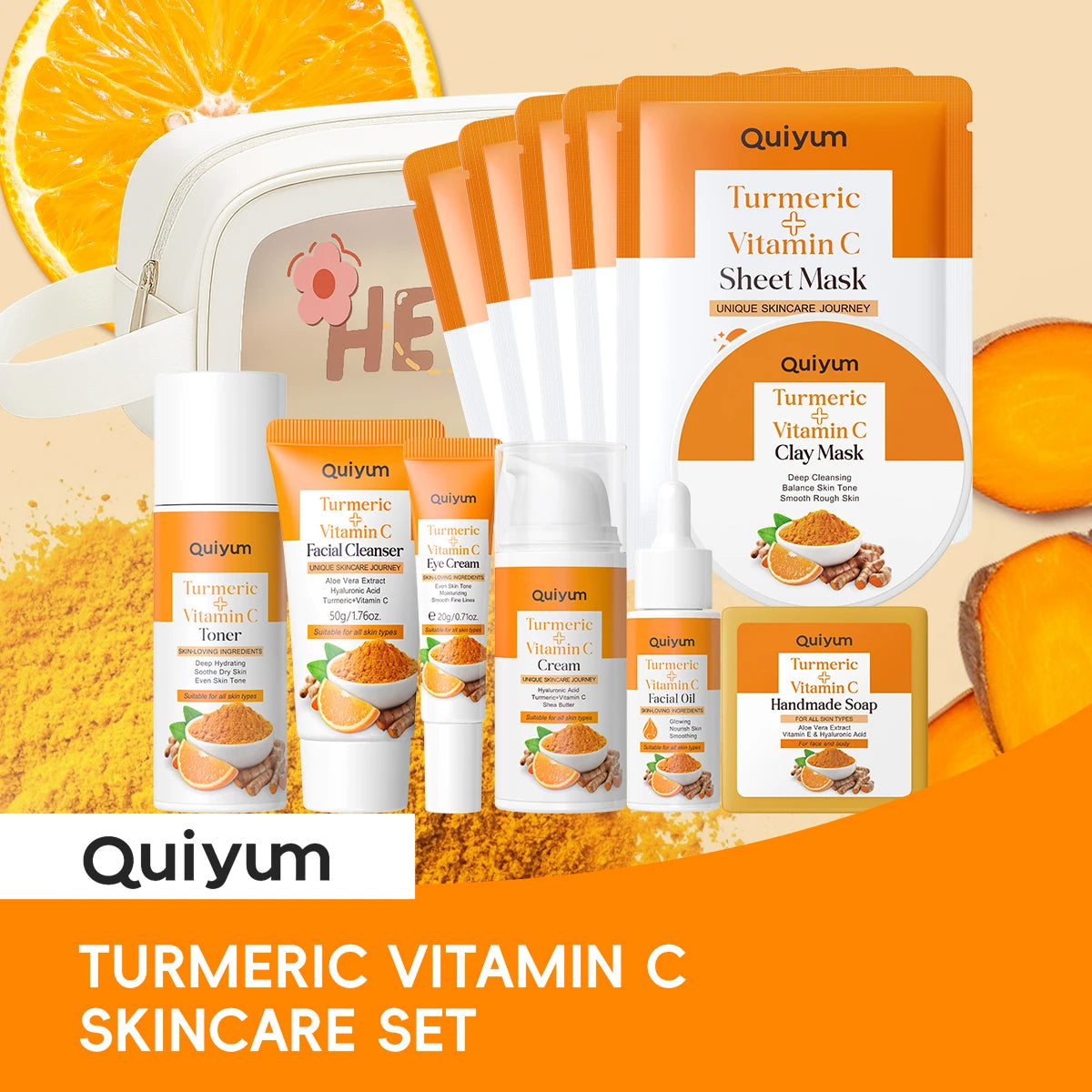 Quiyum Turmeric Vitamin C Complete Facial Skincare Gift Set