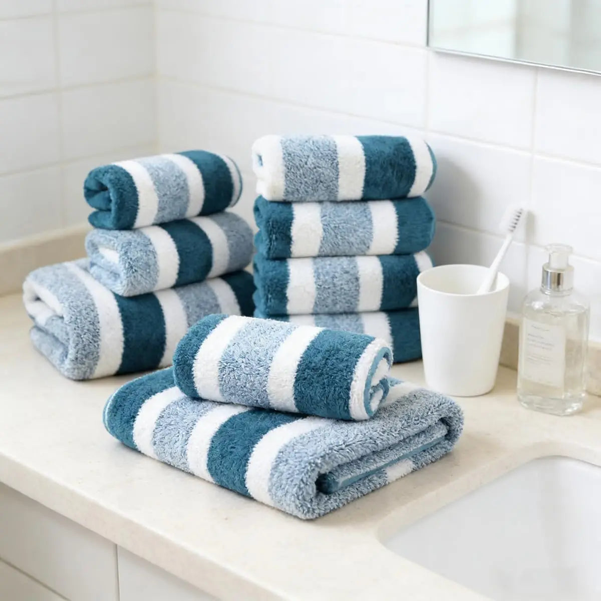 Luxury Bath Towels Set Quick Dry Absorbent Plush Soft Towels