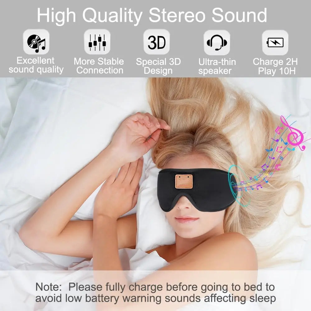 3D Sleeping Eye Mask With Sponge Speakers Bluetooth Headphones