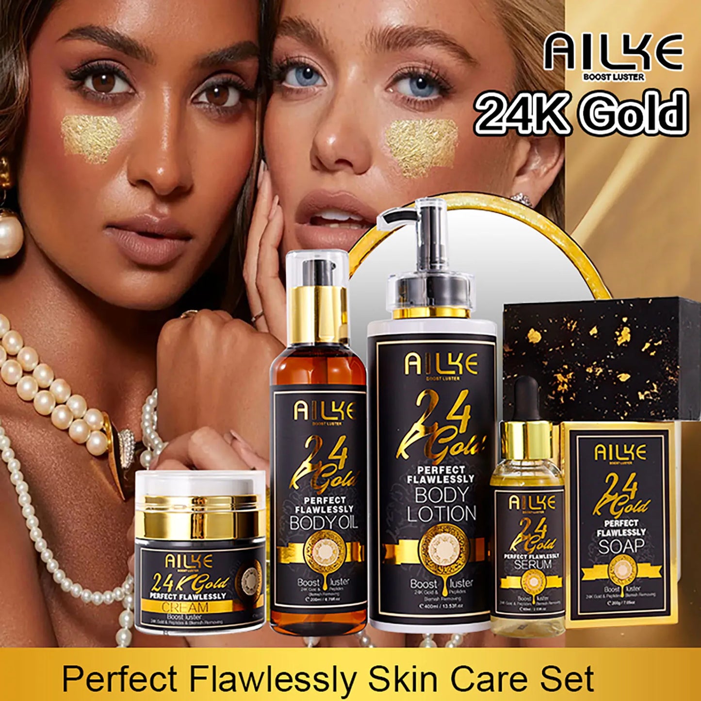 AILKE 24K Gold Skin Care Whitening Facial Cleanser For Unisex