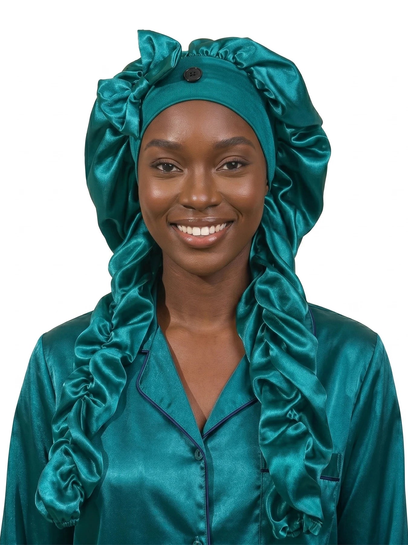Heatless Curl Satin Sleep Bonnet With Long Styling Ribbons