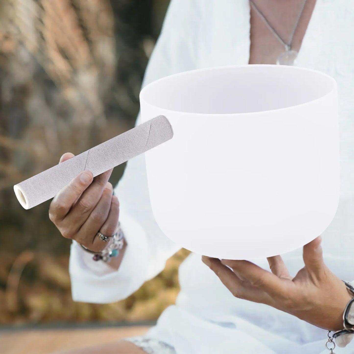 Frosted Quartz Crystal Singing Meditation Bowl With Pure Harmony Tone