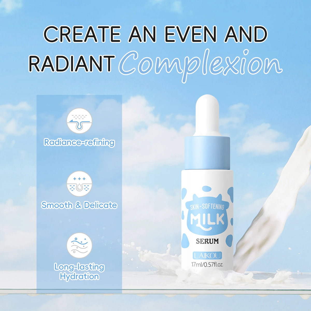 Laikou Milk Skincare Set With Cleanser Serum And Eye Cream
