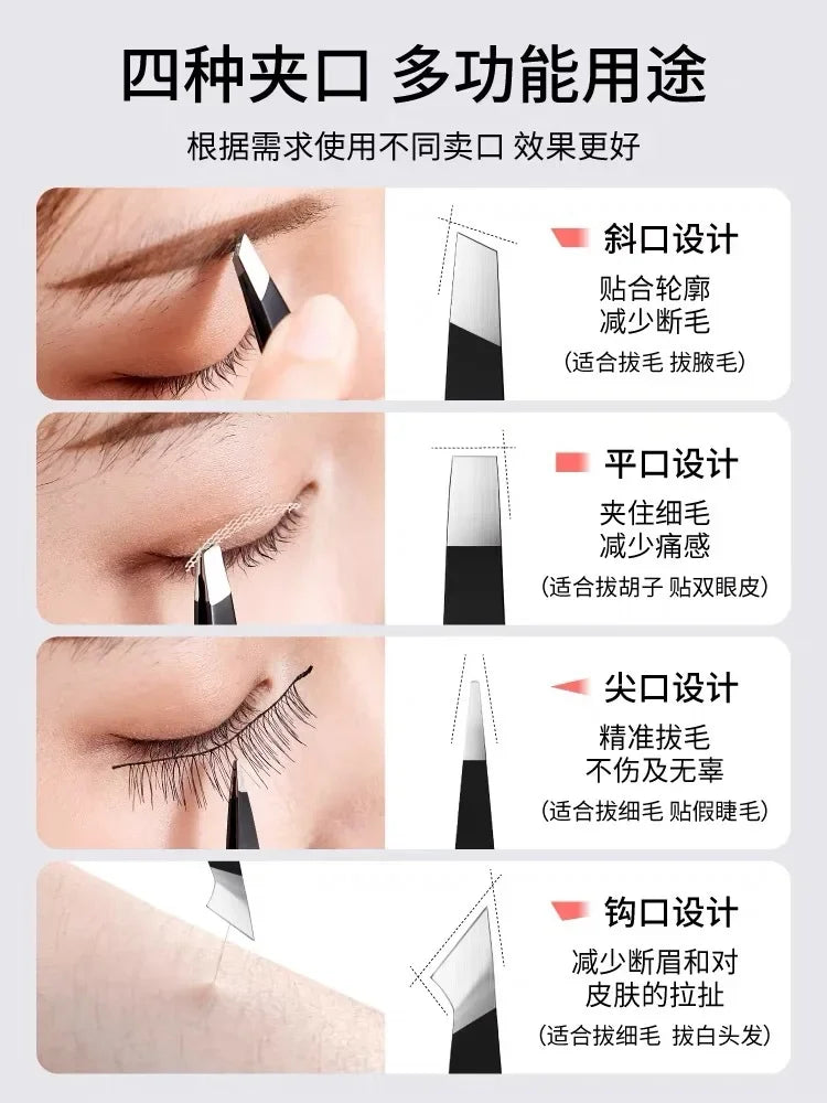 Stainless Steel Slant And Flat Point Eyebrow Tweezer