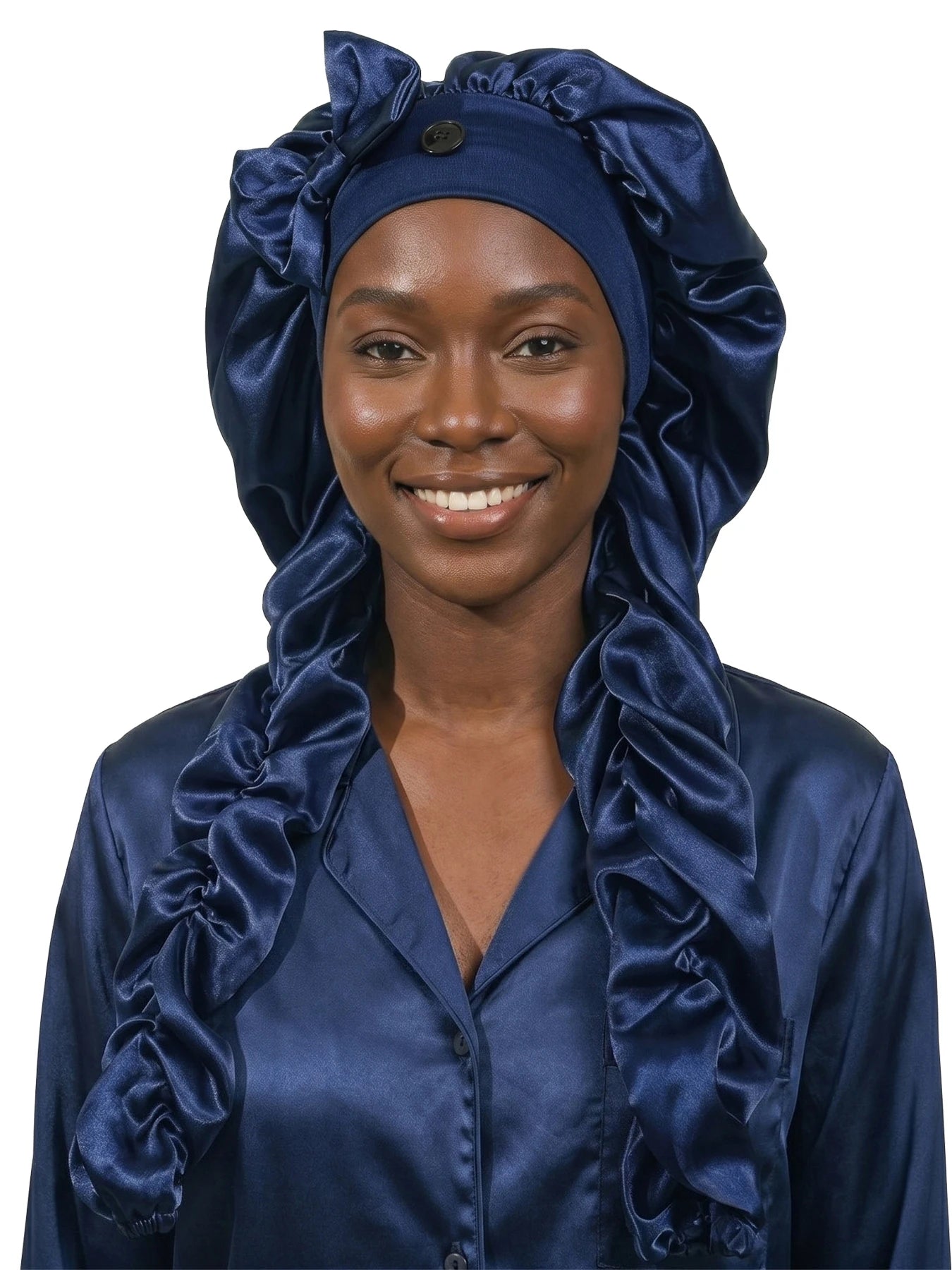 Heatless Curl Satin Sleep Bonnet With Long Styling Ribbons
