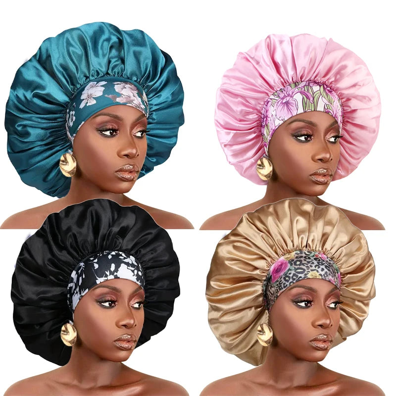 Silky Satin Hair Bonnet With Elastic Sleep Cap For Women