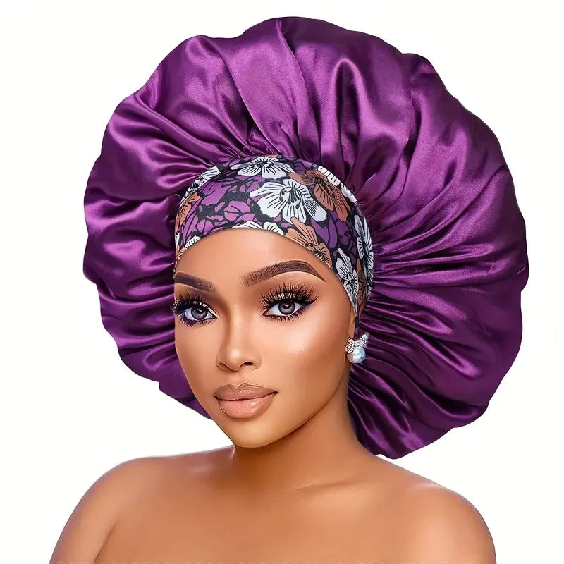 Silky Satin Hair Bonnet With Elastic Sleep Cap For Women