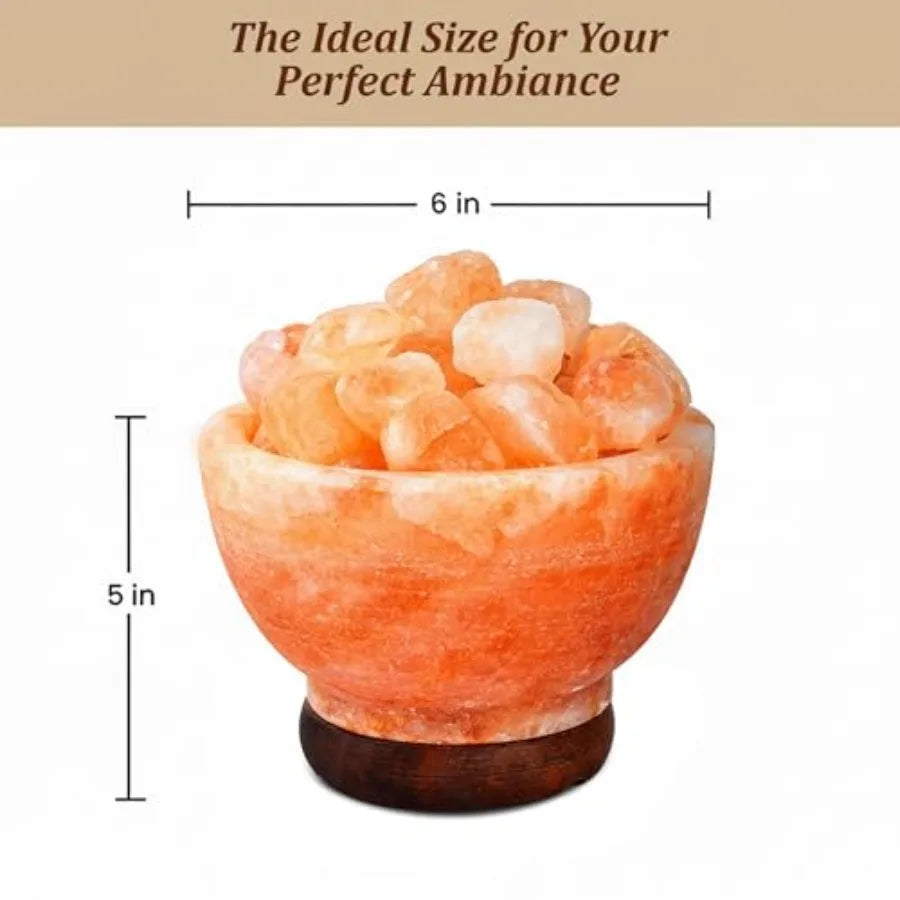 Himalayan Pink Salt Lamp Bowl Crystal Chunks Dimmable Warm Glow