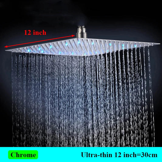 SHBSHAIMY LED Shower Head Rainfall Chrome Faucet Hydroelectric Power