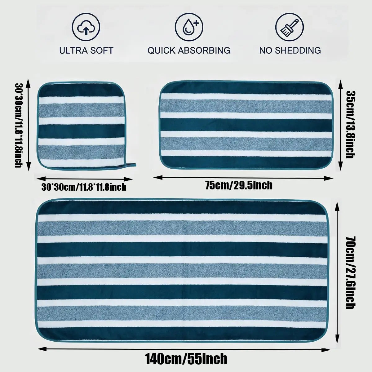 Luxury Bath Towels Set Quick Dry Absorbent Plush Soft Towels