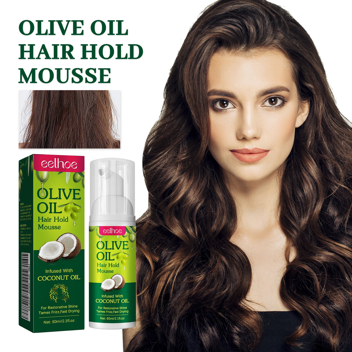EELHOE Olive Oil Hair Styling Mousse For Long Lasting Hold