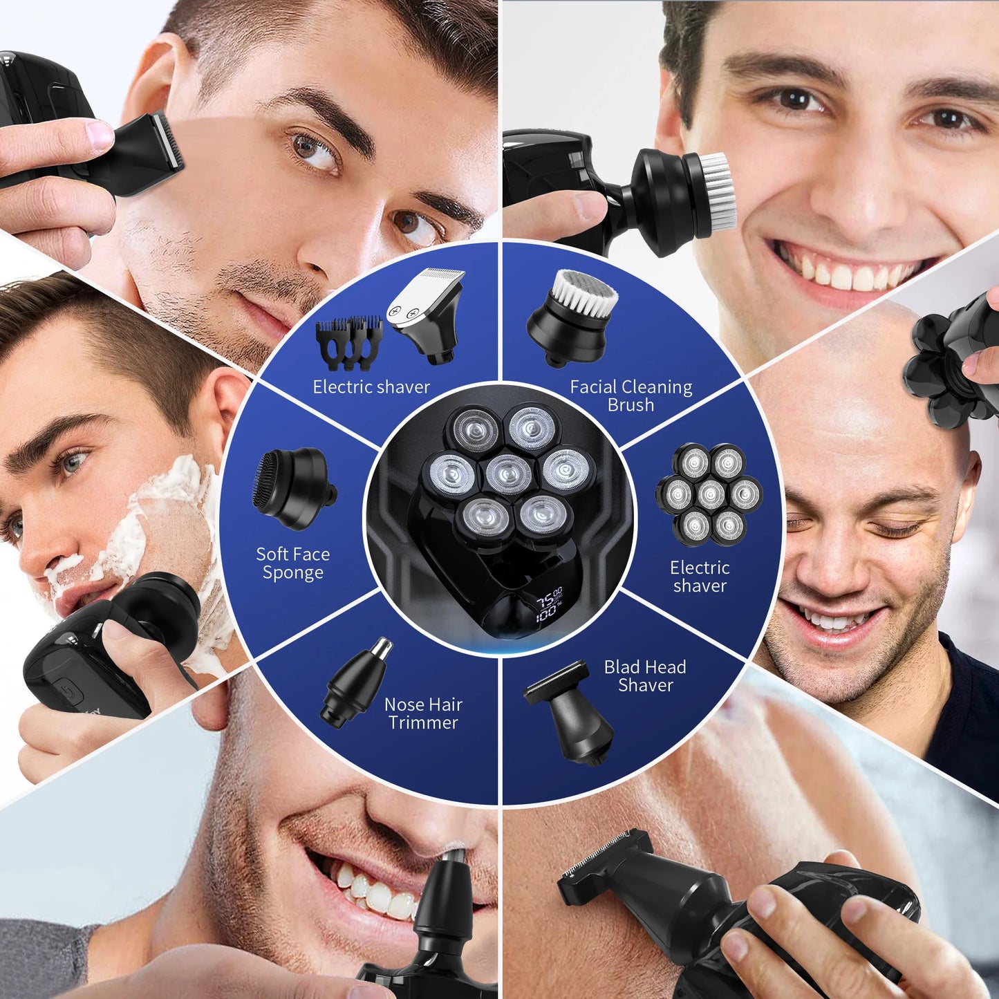 Sejoy 6 In 1 Electric Razor With Nose Trimmer Waterproof