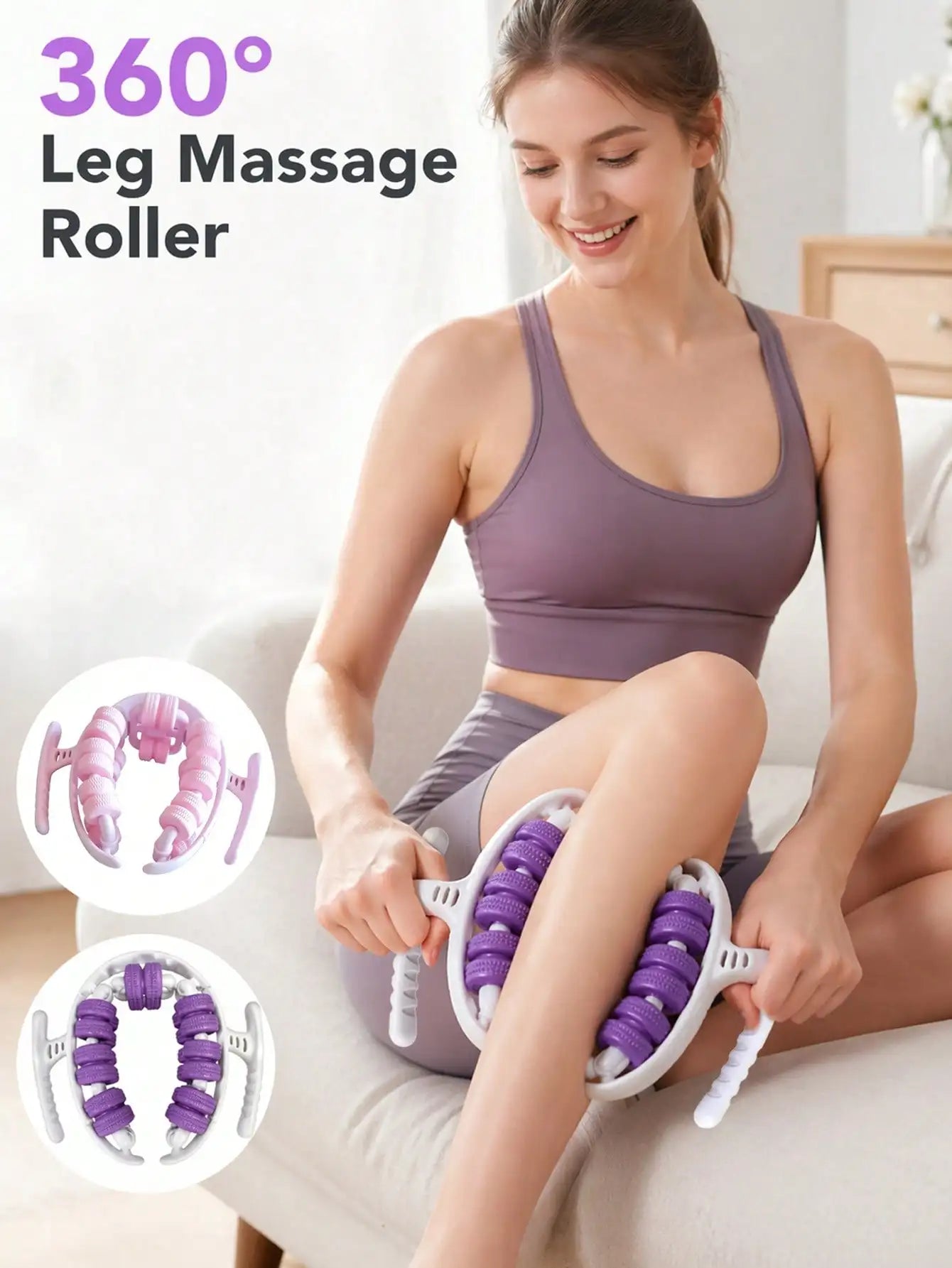 Premium Yoga Leg Ring Clamp With 28 Rollers For Massage