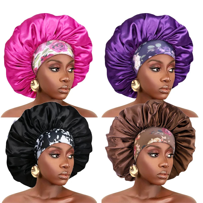 Silky Satin Hair Bonnet With Elastic Sleep Cap For Women