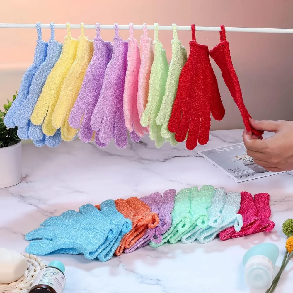 24 Pack Exfoliating Bath Gloves For Daily Body Scrubbing