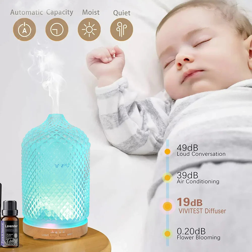 Ultrasonic Essential Oil Diffuser Humidifier With Auto Timer And Quiet Operation