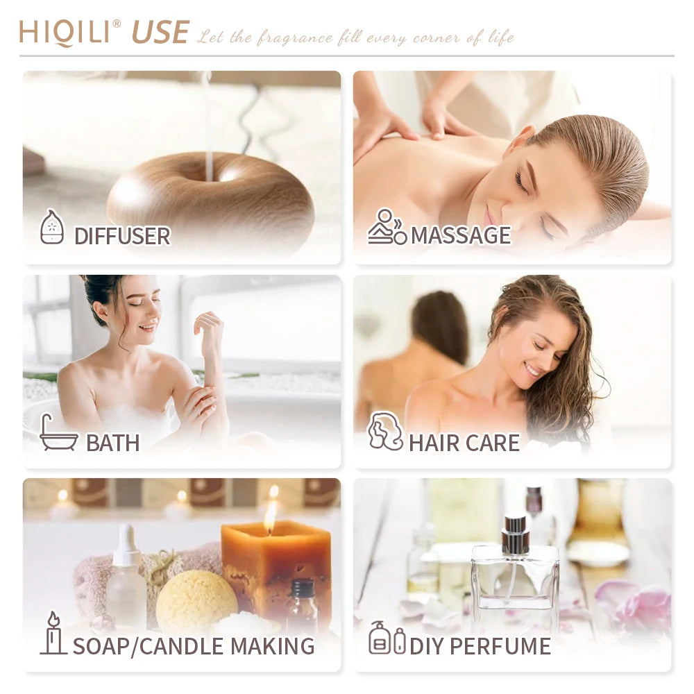 Hiqili Natural Essential Oils Set Geranium Tea Tree Rosemary Lavender Peppermint