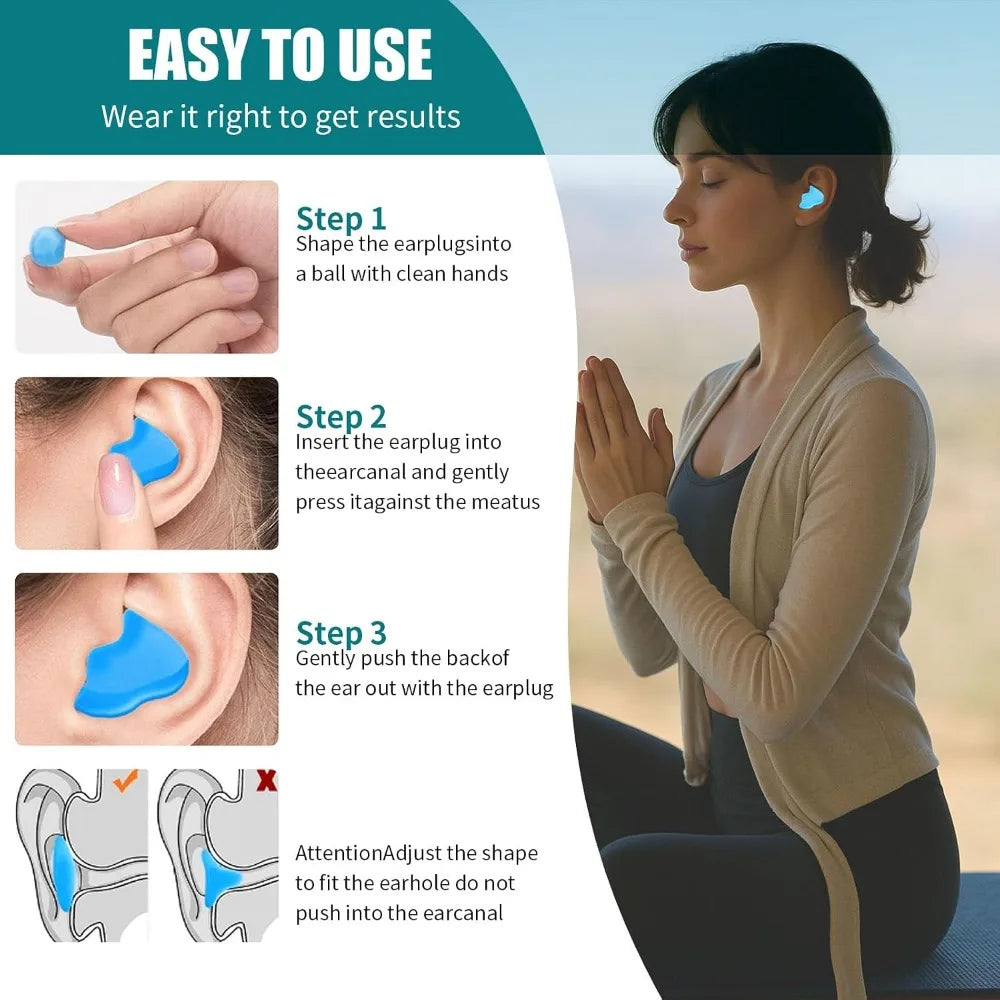 Moldable Silicone Ear Plugs For Sleeping Noise Cancelling Reusable