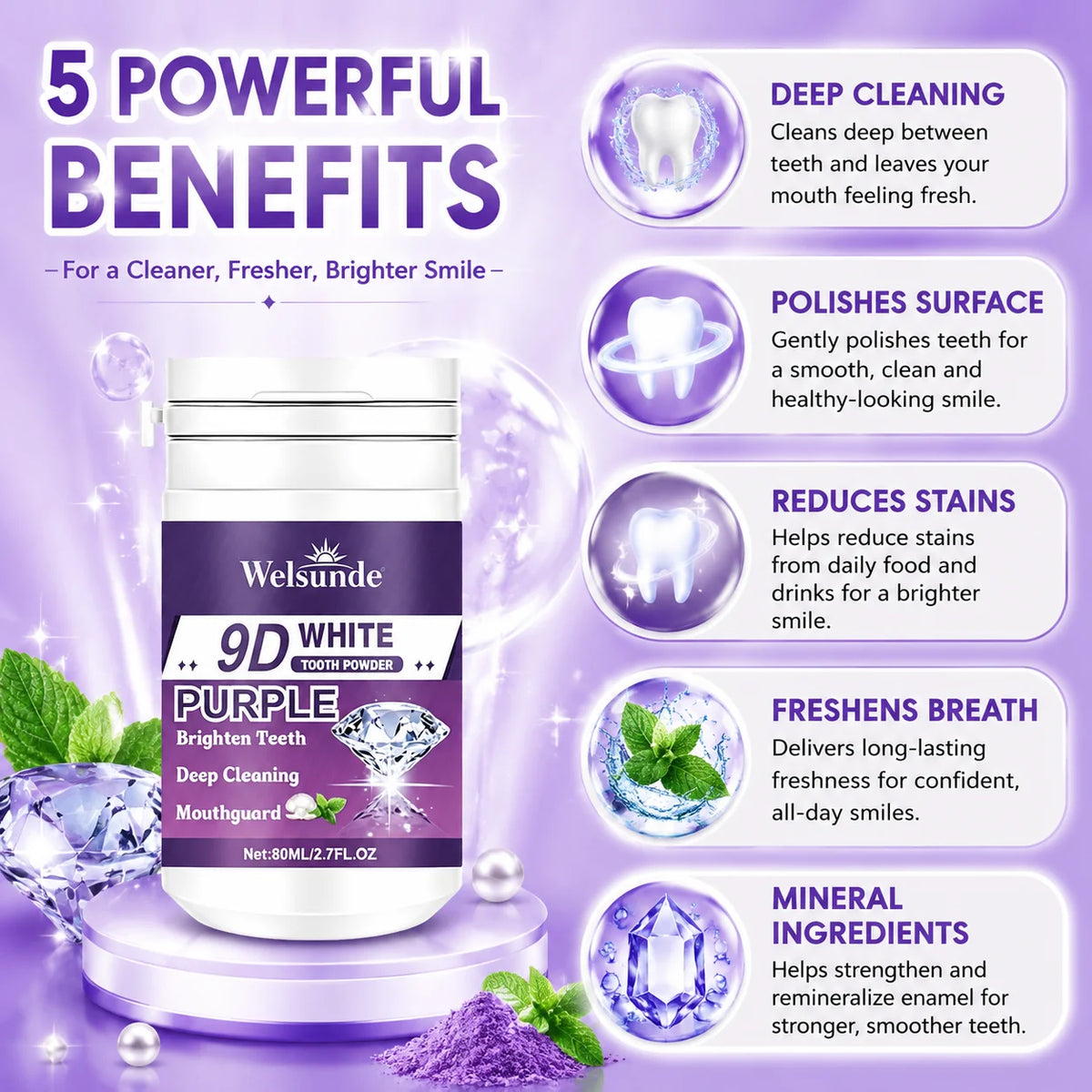Welsunde Whitening Toothpaste For Fresh Breath And Stain Removal