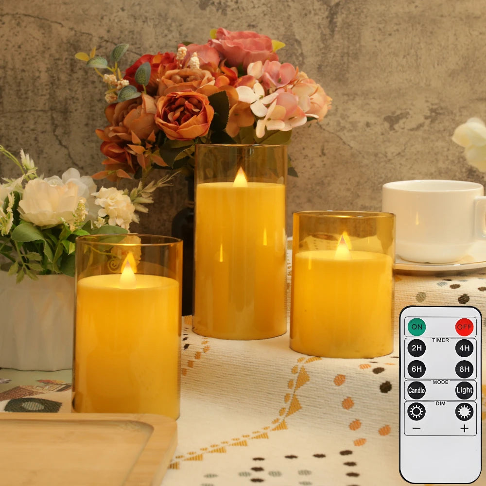 LED Flameless Battery Candles With Remote Timer For Home Decor