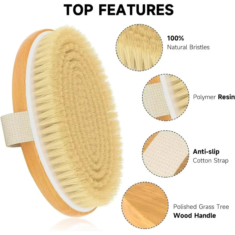 Natural Bristle Dry Body Brush For Effective Skin Exfoliation