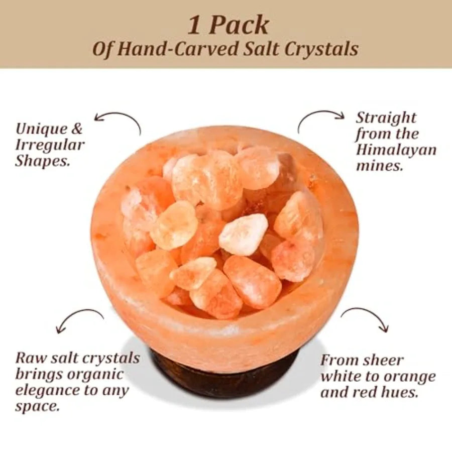 Himalayan Pink Salt Lamp Bowl Crystal Chunks Dimmable Warm Glow