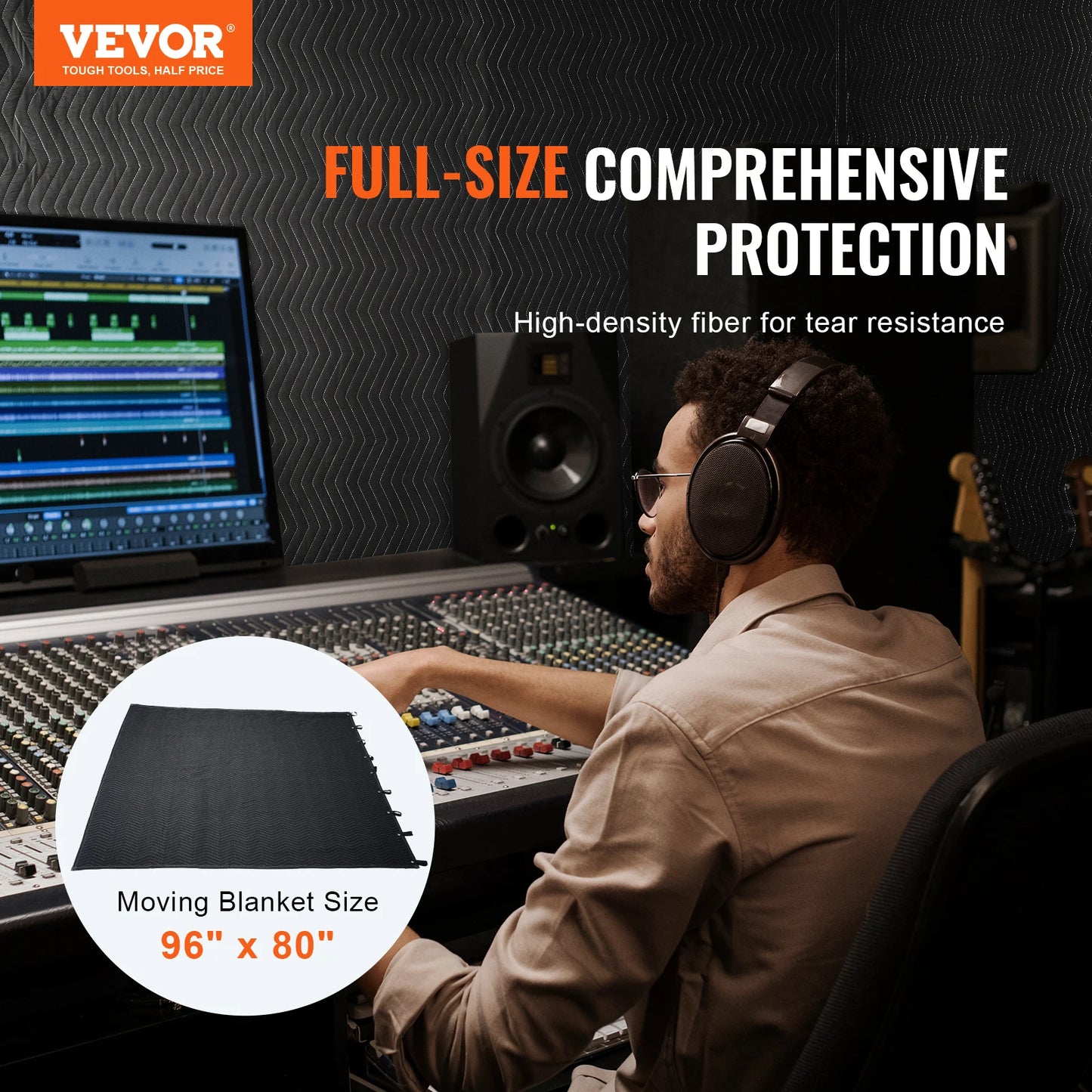 SucceBuy Acoustic Sound Dampening Blanket With Grommets For Studios