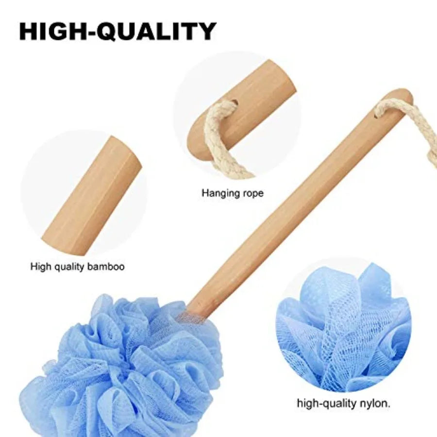 Premium Long Handle Bath Brush with Loofah For Men And Women