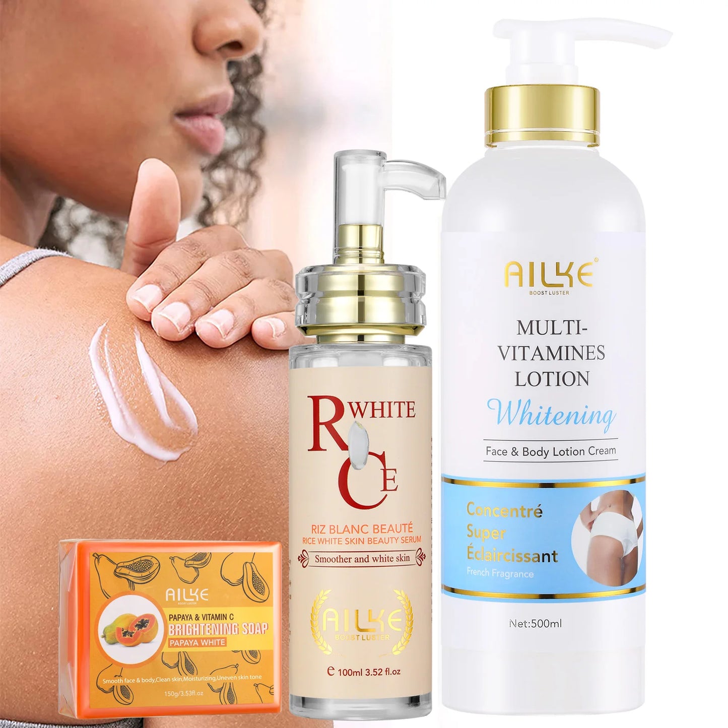 AILKE Natural Multi Vitamin Lightening Skin Care Kit Whitening Moisturizer