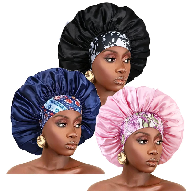 Silky Satin Hair Bonnet With Elastic Sleep Cap For Women