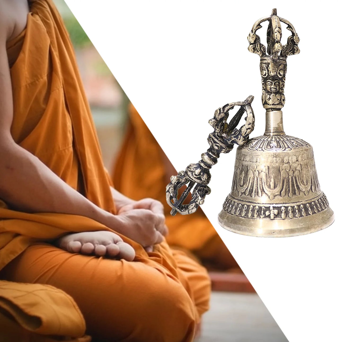 Handcrafted Tibetan Buddhist Meditation Bell and Dorje Set
